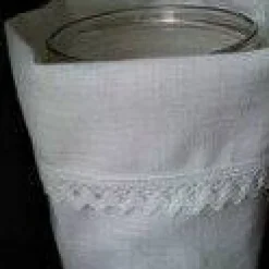 Utensilo Lichtbeutel Geschenkbeutel Skull GESTICKT Leinen Spitze Halloween