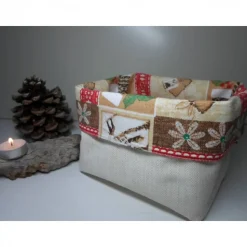 Utensilo "Natale" aus Baumwolle bunt/ beige