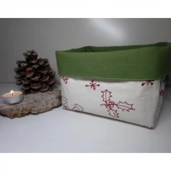 Utensilo "Natale" aus Baumwolle grün/ beige