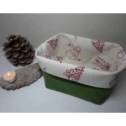 Utensilo "Natale" aus Baumwolle grün/ beige