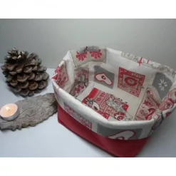 Utensilo "Natale" aus Baumwolle rot/ beige