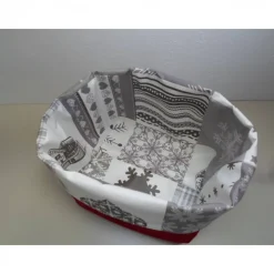 Utensilo "Neve" Wachstuch Baumwolle beige/ rot Unikat