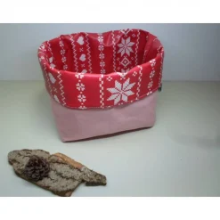 Utensilo "Stella" Wachstuch Baumwolle rot/ rosa Unikat