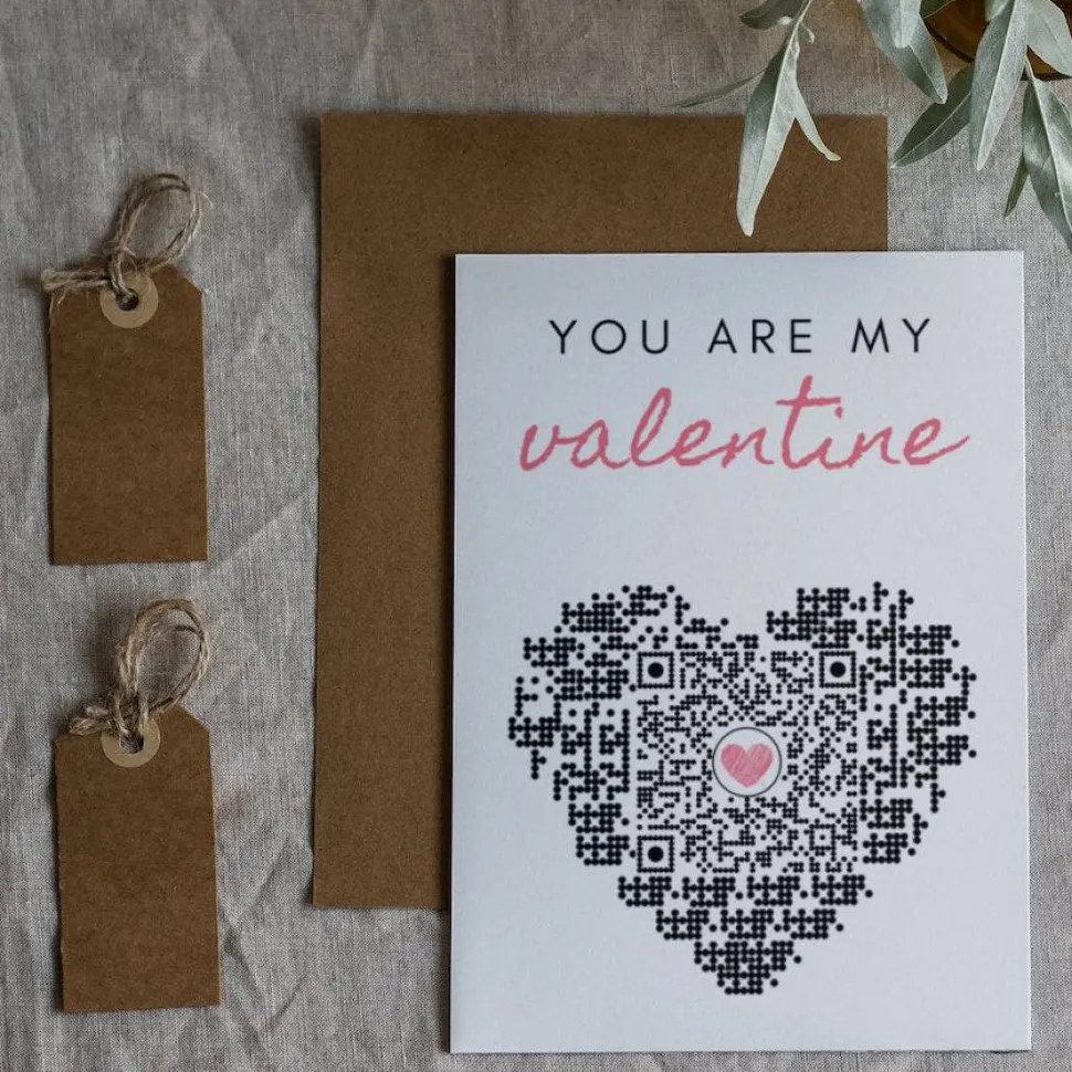 Valentinstag Geschenkkarte | Personalisiertes Paargeschenk | You are my valentine | QrCode Love Story