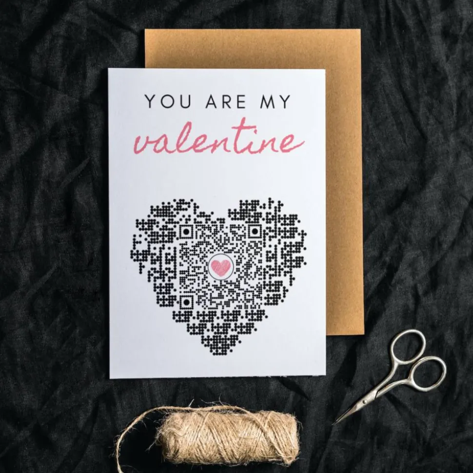 Valentinstag Geschenkkarte | Personalisiertes Paargeschenk | You are my valentine | QrCode Love Story