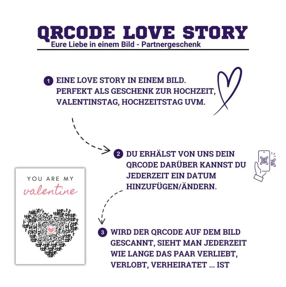 Valentinstag Geschenkkarte | Personalisiertes Paargeschenk | You are my valentine | QrCode Love Story