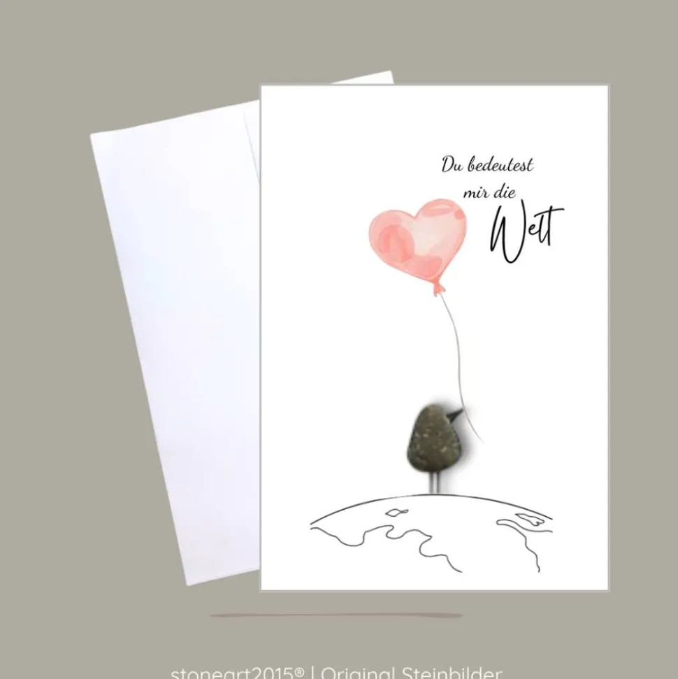 Valentinstag Karte – Du bedeutest mir die Welt | Handgemacht & einzigartig