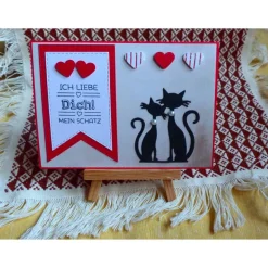 Valentinstagkarte,Liebe,Herzen,Katzenpaar