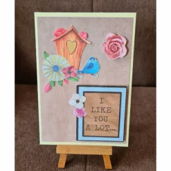 Valentinstagskarte " I Like You A Lot " Blumen , Vogelhaus