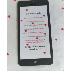 Valentinstagskarte Handyformat – Liebevolle Klappkarte zum Valentinstag 7,5 x 15 cm