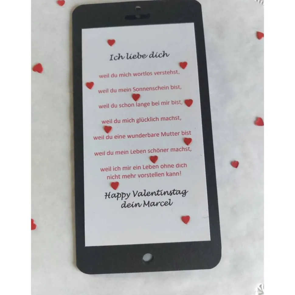 Valentinstagskarte Handyformat – Liebevolle Klappkarte zum Valentinstag 7,5 x 15 cm