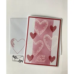 Valentinstagskarte Muttertagskarte Liebeskarte  in Rot/Weiß mit Herzen