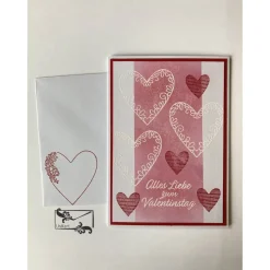 Valentinstagskarte Muttertagskarte Liebeskarte  in Rot/Weiß mit Herzen