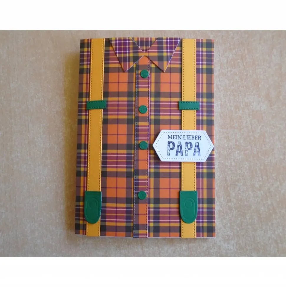 Vatertag ,Vatertagskarte,Glückwunschkarte zum Vatertag ,Vater Papa,Papi,Hosenträger,Gelb,Grün