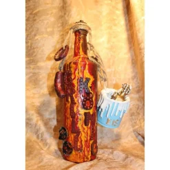 Vatertagsgeschenk Geldgeschenk GRILLKÖNIG Acrylfarben auf einer Flasche Geschenk Wohndeko Upcycling Unikat