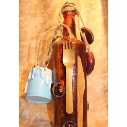 Vatertagsgeschenk Geldgeschenk GRILLKÖNIG Acrylfarben auf einer Flasche Geschenk Wohndeko Upcycling Unikat