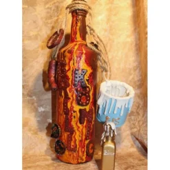 Vatertagsgeschenk Geldgeschenk GRILLKÖNIG Acrylfarben auf einer Flasche Geschenk Wohndeko Upcycling Unikat