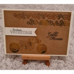 Vatertagskarte " Frohen Vatertag ! " Zahnräder , Motorrad