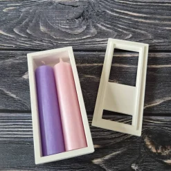 Verpackung für 2 kurze Stabkerzen, Geschenkverpackung, Kerzendoppel, Stabkerzen Zweierpack