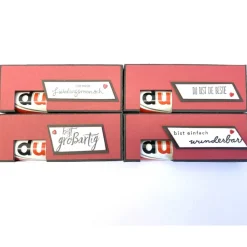 Verpackung für 2 Stück Schokoriegel, ein schönes Geschenk aus Papier, auch als Tischgoodie zu verwenden