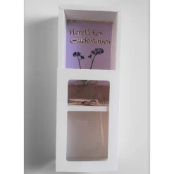 Verpackung für Geldgeschenk – Geschenkbox mit Vergißmeinicht, Herzlichen Glückwunsch, Unikat Geschenkverpackung