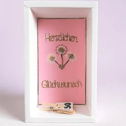 Verpackung für Geldgeschenk – Geschenkbox mit Gänseblümchen, Herzlichen Glückwunsch, Geschenkverpackung Unikat