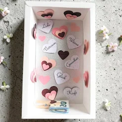 Verpackung für Geldgeschenk – Geschenkbox mit Herzen, Herzlichen Glückwunsch, Schiebedeckel, Unikat