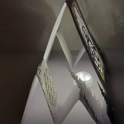 Versandfertige Elegante Teelichtkarte Aufstellkarte Krippe Weihnachtskarte mit Effektfolie, weiß-grün, Handarbeit