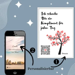 Verschenke Komplimente | Personalisiertes QrCode Bild | Herzchen Baum