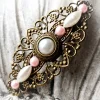 verzierte Haarspange, Vintage-Stil, Haarschmuck,Hochzeit, Fest, Kommunion,Blumen, Rosen, Cabochon, bronze, 1002