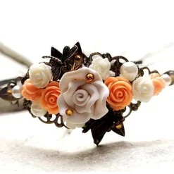 verzierter Haarreif,  Harreif, Haarschmuck,Hochzeit, Fest, Blüten, Schmetterling, Libelle, Rosen