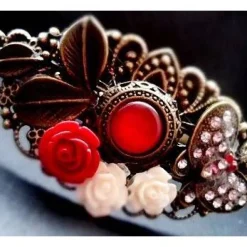 verzierter Haarreif, Vintage-Stil, Haarreifen,  Blume, Rosen, Haarschmuck,Hochzeit, Kommunion