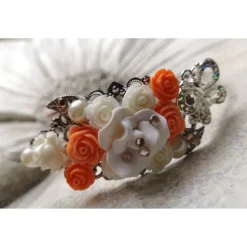 verzierter Haarreif, Vintage-Stil, Haarreifen, Cabochon, Blume, Rosen, Haarschmuck,Hochzeit, Kommunion,silber,02