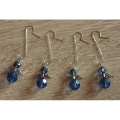 vier Weihnachtsbaumanhänger Engel - blau