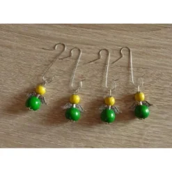 vier Weihnachtsbaumanhänger Engel - gelb-grün