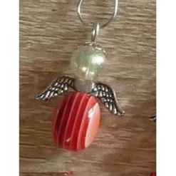 vier Weihnachtsbaumanhänger Engel -rot-weiß