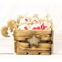 Vintage Adventskiste Rustikale Holzkiste mit Stern für Adventsgeschenke Adventskalender aus Holz Geschenkekiste Weihnachten Deko Geschenk