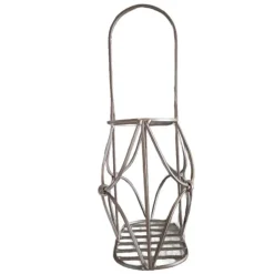 Vintage Flaschenträger für 2 Weinflaschen – Geschenkbox, Weinbox, 90er Metall, dunkelbraun