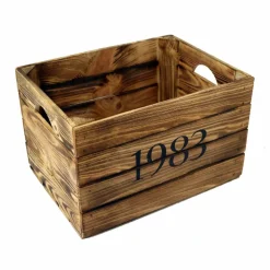 Vintage HOLZKISTE mit JAHRGANG Personalisiert Rustikale Geschenkekiste Weinkiste Geburtsjahr Holz Geschenk 1983