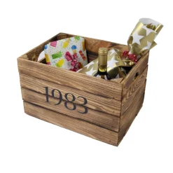 Vintage HOLZKISTE mit JAHRGANG Personalisiert Rustikale Geschenkekiste Weinkiste Geburtsjahr Holz Geschenk 1983