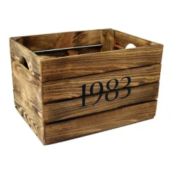 Vintage HOLZKISTE mit JAHRGANG Personalisiert Rustikale Geschenkekiste Weinkiste Geburtsjahr Holz Geschenk 1983