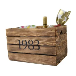 Vintage HOLZKISTE mit JAHRGANG Personalisiert Rustikale Geschenkekiste Weinkiste Geburtsjahr Holz Geschenk 1983
