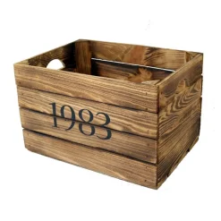 Vintage HOLZKISTE mit JAHRGANG Personalisiert Rustikale Geschenkekiste Weinkiste Geburtsjahr Holz Geschenk 1983
