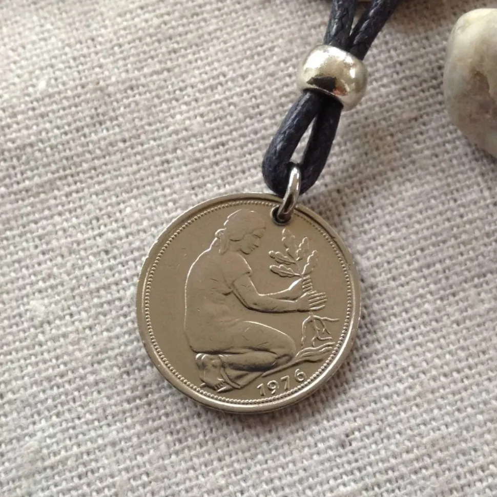 Vintage Kette mit 50 Pfennig Münze von 1976 – Einzigartiges Geschenk zum 50. Geburtstag