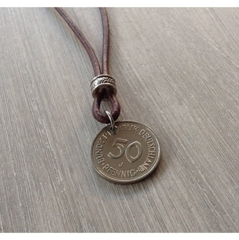 Vintage Kette mit 50 Pfennig Münze von 1976 – Einzigartiges Geschenk zum 50. Geburtstag