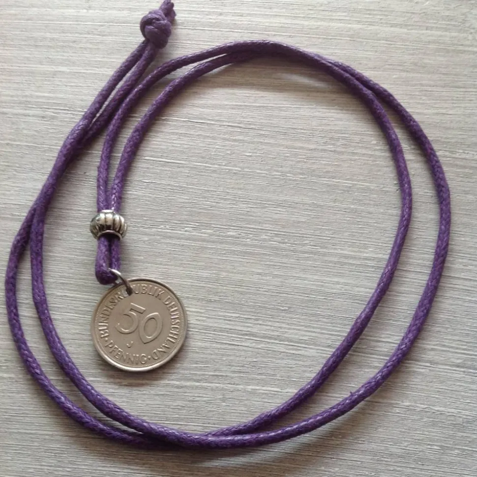 Vintage Kette mit 50 Pfennig Münze von 1975 – Einzigartiges Geschenk zum 50. Geburtstag