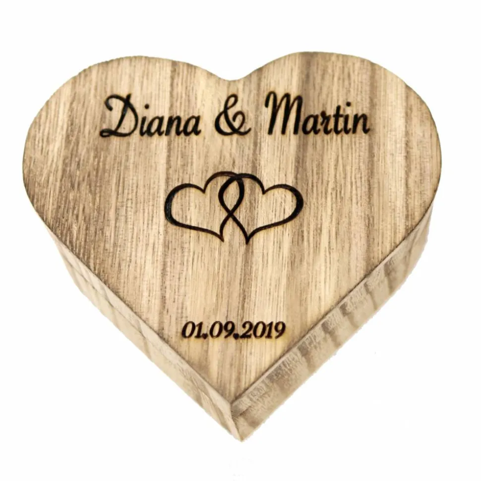 Vintage RINGBOX aus HOLZ Herz Ringkissen mit GRAVUR RUSTIKALE HOCHZEIT Waldhochzeit BOHO Ringschachtel für Eheringe Ringkästchen Ringschatulle Personalisiert