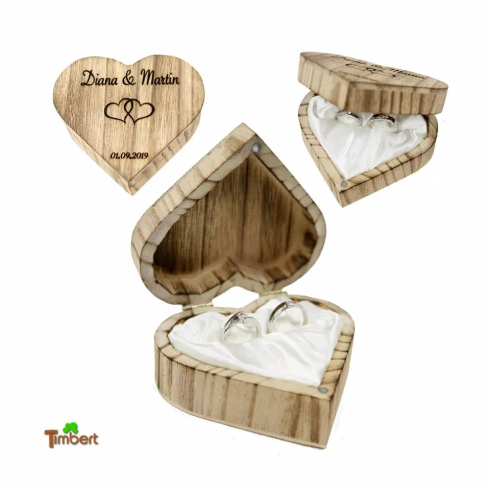 Vintage RINGBOX aus HOLZ Herz Ringkissen mit GRAVUR RUSTIKALE HOCHZEIT Waldhochzeit BOHO Ringschachtel für Eheringe Ringkästchen Ringschatulle Personalisiert