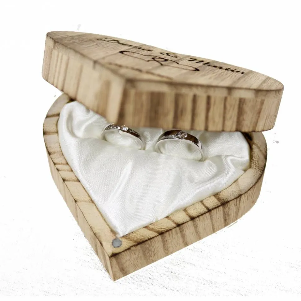 Vintage RINGBOX aus HOLZ Herz Ringkissen mit GRAVUR RUSTIKALE HOCHZEIT Waldhochzeit BOHO Ringschachtel für Eheringe Ringkästchen Ringschatulle Personalisiert