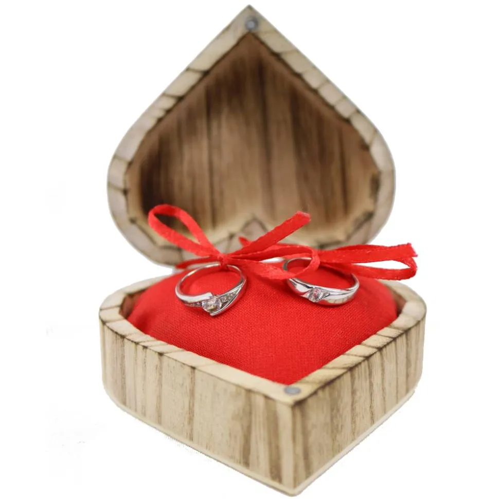 Vintage RINGBOX aus HOLZ Herz Ringkissen mit GRAVUR Rustikale Hochzeit Ringschachtel für Eheringe Ringkästchen Ringschatulle Personalisiert